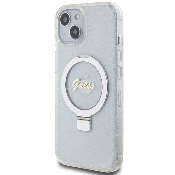 Guess Ring Stand Script Glitter MagSafe case for iPhone 15 / 14 / 13 - transparent - Cell phone cases