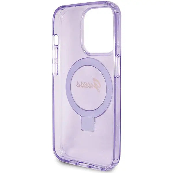 Guess Ring Stand Script Glitter MagSafe case for iPhone 15 Pro Max - purple - Cell phone cases and covers<<<HurtelXML