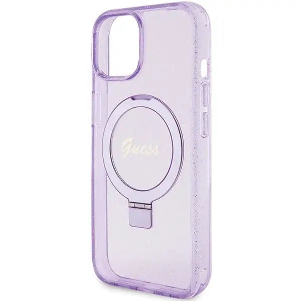 Guess Ring Stand Script Glitter MagSafe case for iPhone 15 - purple - Cell phone cases and covers<<<HurtelXML