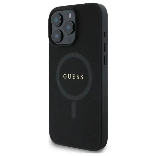 Guess Saffiano Classic Logo MagSafe Case for iPhone 16 Pro Max - Black - Cell phone cases and covers<<<HurtelXML