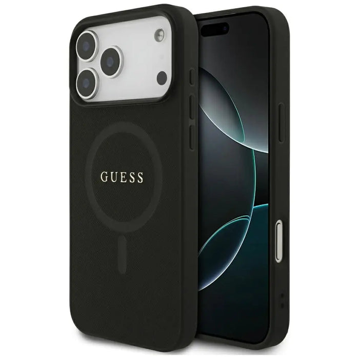 Guess Saffiano Classic Logo MagSafe Case for iPhone 17 Pro Max - Black - Cell phone cases and covers<<<HurtelXML