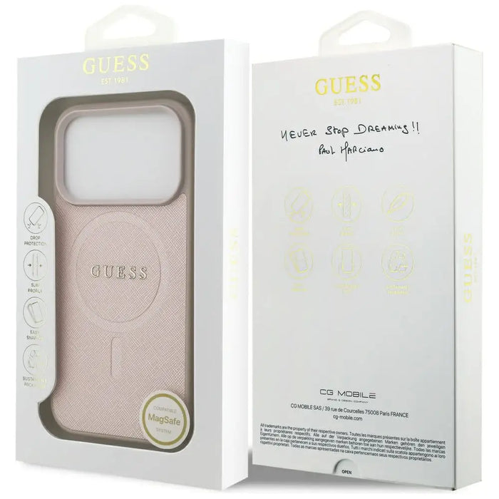 Guess Saffiano Classic Logo MagSafe Case for iPhone 17 Pro - Pink - Cell phone cases and covers<<<HurtelXML