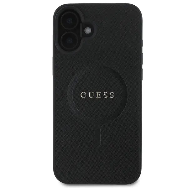 Guess Saffiano Classic Logo MagSafe iPhone 16 Plus Case - Black - Cell phone cases and covers<<<HurtelXML