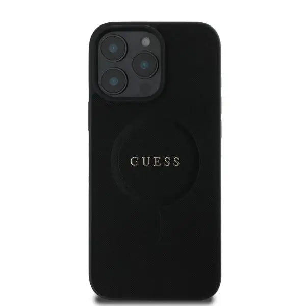 Guess Saffiano Classic Logo MagSafe iPhone 16 Pro Case - Black - Cell phone cases and covers<<<HurtelXML