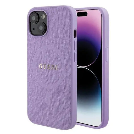 Guess Saffiano MagSafe case for iPhone 15 Plus - purple - Cell phone cases and covers<<<HurtelXML