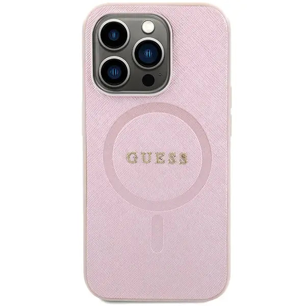 Guess Saffiano MagSafe case for iPhone 15 Pro - pink - Cell phone cases and covers<<<HurtelXML