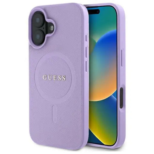 Guess Saffiano MagSafe iPhone 16 Case - Purple - Cell phone cases and covers<<<HurtelXML