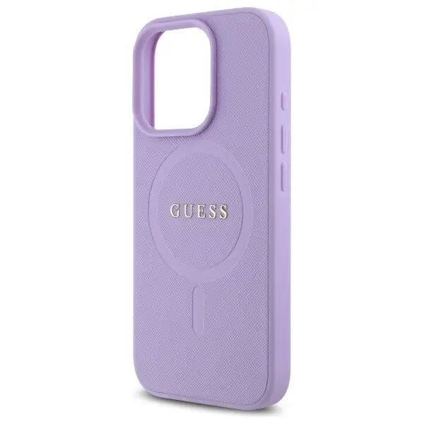 Guess Saffiano MagSafe iPhone 16 Pro Max Case - Purple - Cell phone cases and covers<<<HurtelXML
