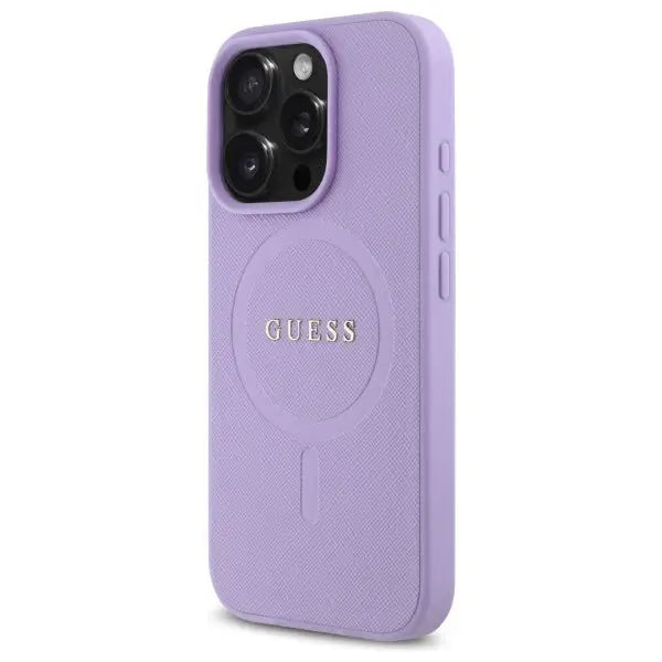 Guess Saffiano MagSafe iPhone 16 Pro Max Case - Purple - Cell phone cases and covers<<<HurtelXML