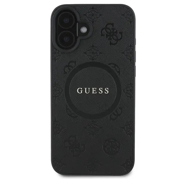 Guess Saffiano Peony Classic Logo MagSafe case for iPhone 16 - black - Cell phone cases and covers<<<HurtelXML