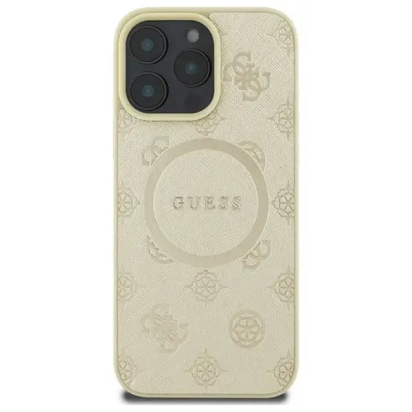 Guess Saffiano Peony Classic Logo MagSafe case for iPhone 16 Pro Max - gold - Cell phone cases and covers<<<HurtelXML