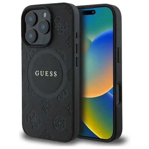 Guess Saffiano Peony Classic Logo MagSafe Case for iPhone 16 Pro Max - Black - Cell phone cases and covers<<<HurtelXML