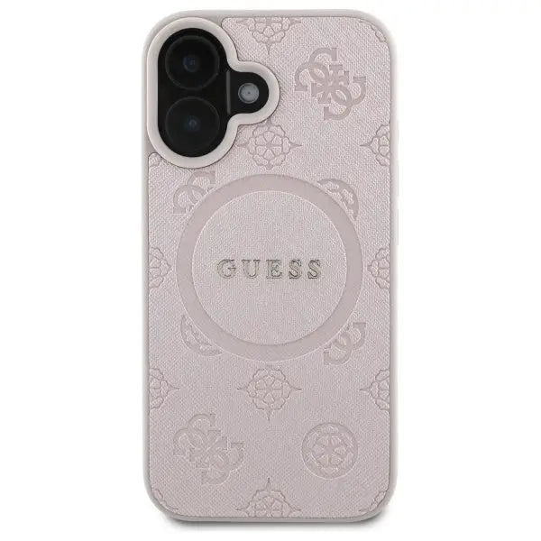 Guess Saffiano Peony Classic Logo MagSafe iPhone 16 Case - Pink - Cell phone cases and covers<<<HurtelXML