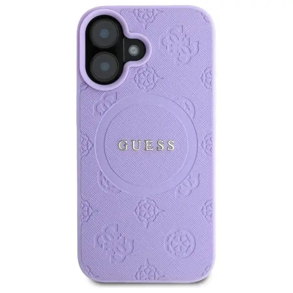Guess Saffiano Peony Classic Logo MagSafe iPhone 16 Case - Purple - Cell phone cases and covers<<<HurtelXML