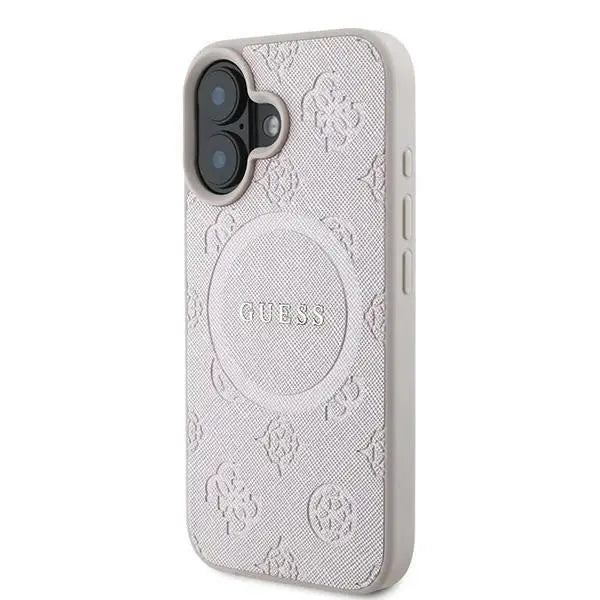 Guess Saffiano Peony Classic Logo MagSafe iPhone 16 Plus Case - Pink - Cell phone cases and covers<<<HurtelXML