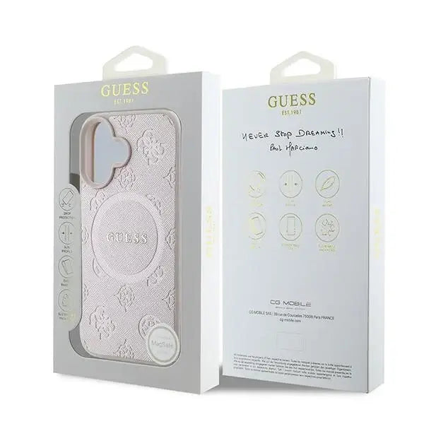 Guess Saffiano Peony Classic Logo MagSafe iPhone 16 Plus Case - Pink - Cell phone cases and covers<<<HurtelXML