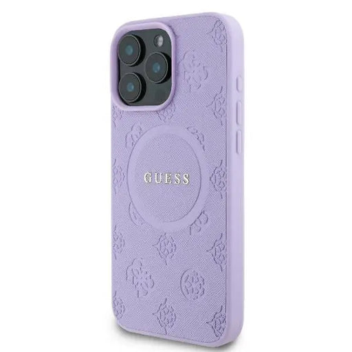 Guess Saffiano Peony Classic Logo MagSafe iPhone 16 Pro Max Case - Purple - Cell phone cases and covers<<<HurtelXML