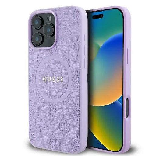 Guess Saffiano Peony Classic Logo MagSafe iPhone 16 Pro Max Case - Purple - Cell phone cases and covers<<<HurtelXML
