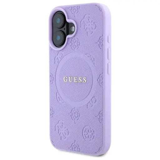 Guess Saffiano Peony Classic Logo MagSafena iPhone 16 Plus Case - Purple - Cell phone cases and covers<<<HurtelXML