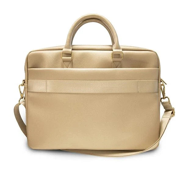 Guess Saffiano Script 16’’ Laptop Bag - Gold - Laptop bags<<<HurtelXML
