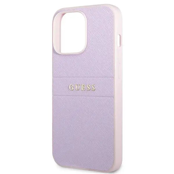 Guess Saffiano Stripe iPhone 13 Pro Max Case - Purple - Cell phone cases and covers<<<HurtelXML