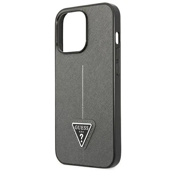 Guess Saffiano Triangle Logo case for iPhone 13 Pro / 13 6.1’’ - silver - Cell phone cases and covers<<<HurtelXML