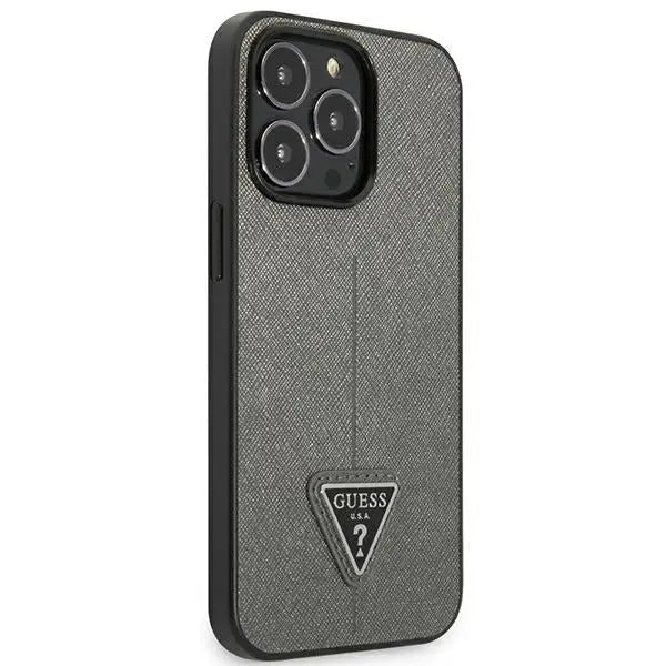 Guess Saffiano Triangle Logo case for iPhone 13 Pro / 13 6.1’’ - silver - Cell phone cases and covers<<<HurtelXML