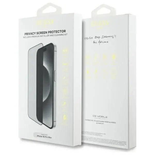 Guess Screen Protector Privacy 2.5D Outline Tempered Glass for iPhone 16 Pro Max - Cell phone tempered glass<<<HurtelXML