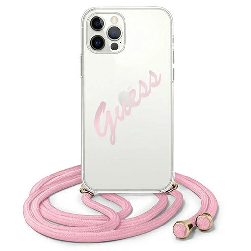 Guess Script Vintage iPhone 12 Pro Max 6.7’’ Case - Pink - Cell phone cases and covers<<<HurtelXML