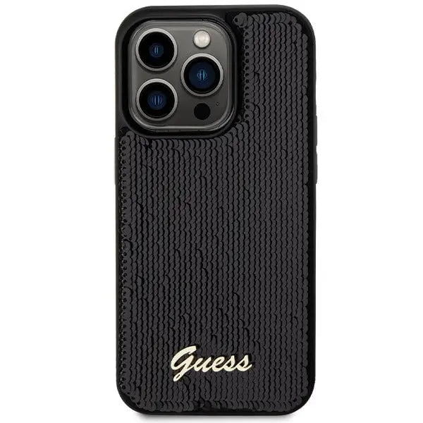 Guess Sequin Script Metal case for iPhone 13 Pro / 13 - black - Cell phone cases and covers<<<HurtelXML