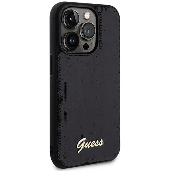 Guess Sequin Script Metal case for iPhone 13 Pro Max - black - Cell phone cases and covers<<<HurtelXML