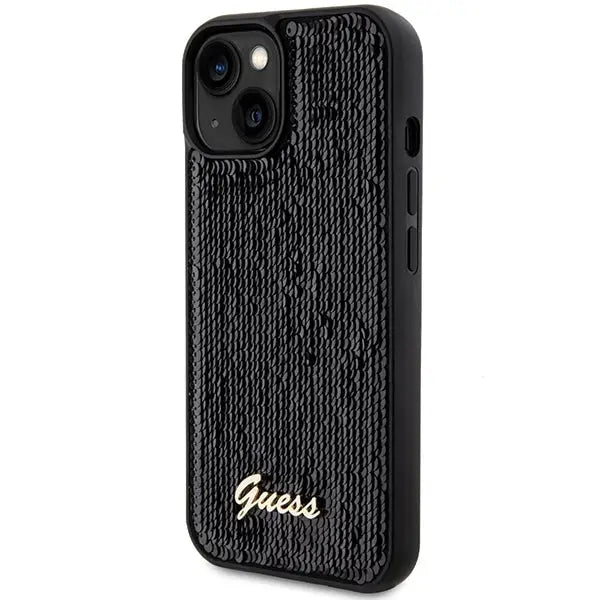 Guess Sequin Script Metal case for iPhone 14 / 15 / 13 - black - Cell phone cases and covers<<<HurtelXML