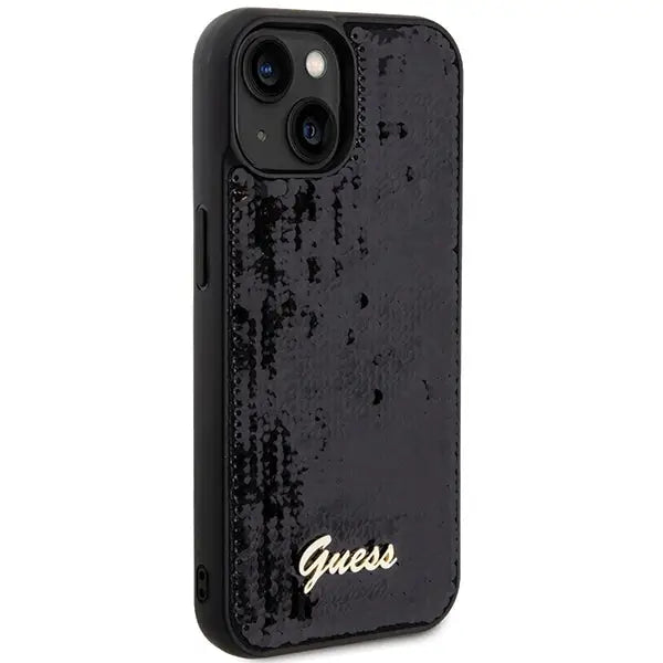 Guess Sequin Script Metal case for iPhone 14 / 15 / 13 - black - Cell phone cases and covers<<<HurtelXML