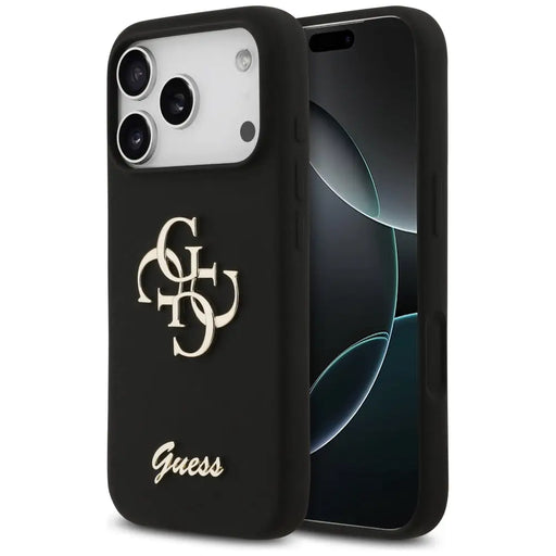 Guess Silicone Big 4G Script Case for iPhone 17 Pro - Black - Cell phone cases and covers<<<HurtelXML