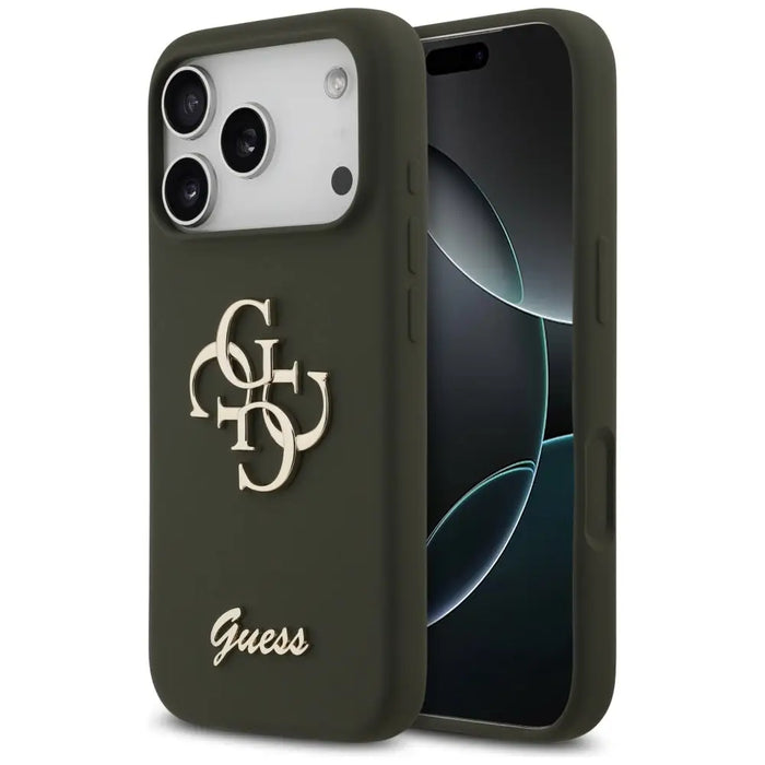 Guess Silicone Big 4G Script Case for iPhone 17 Pro - Green - Cell phone cases and covers<<<HurtelXML