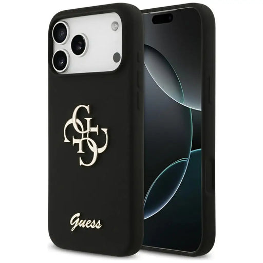 Guess Silicone Big 4G Script Case for iPhone 17 Pro Max - Black - Cell phone cases and covers<<<HurtelXML