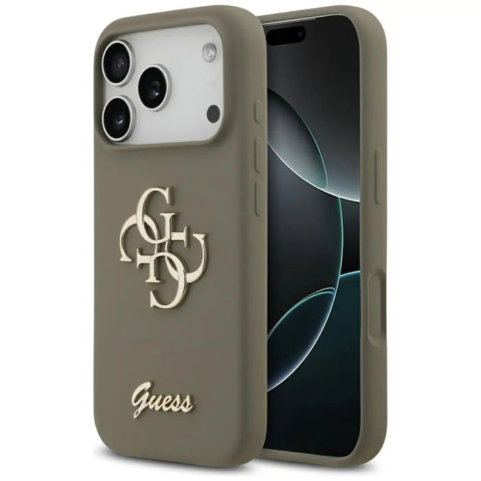 Guess Silicone Big 4G Script Case for iPhone 17 Pro Max - Brown - Cell phone cases and covers<<<HurtelXML
