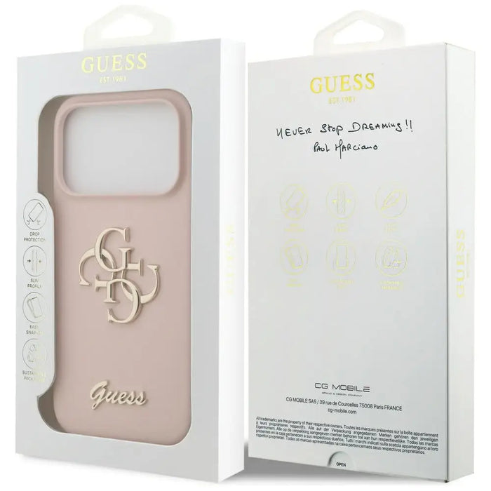 Guess Silicone Big 4G Script Case for iPhone 17 Pro - Pink - Cell phone cases and covers<<<HurtelXML