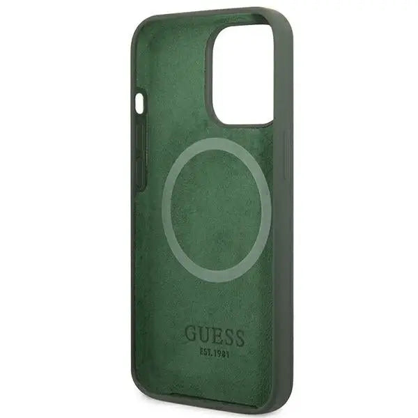 Guess Silicone Logo Plate MagSafe case for iPhone 13 Pro / iPhone 13 - green - Cell phone cases and covers<<<HurtelXML