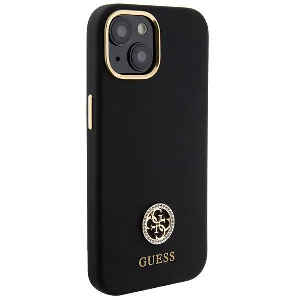 Guess Silicone Logo Strass 4G Case for iPhone 15 - Black - Cell phone cases and covers<<<HurtelXML