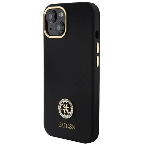 Guess Silicone Logo Strass 4G Case for iPhone 15 - Black - Cell phone cases and covers<<<HurtelXML