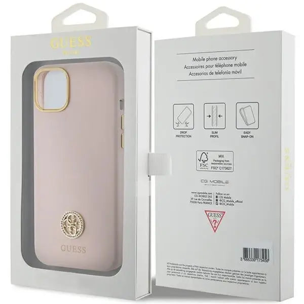 Guess Silicone Logo Strass 4G Case for iPhone 15 Plus / 14 Plus - Light Pink - Cell phone cases and covers<<<HurtelXML