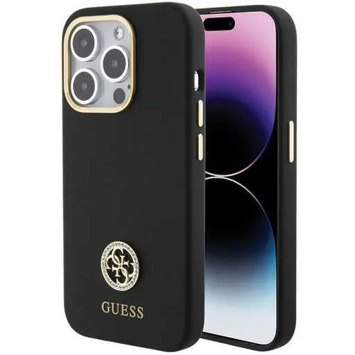 Guess Silicone Logo Strass 4G Case for iPhone 15 Pro - Black - Cell phone cases and covers<<<HurtelXML