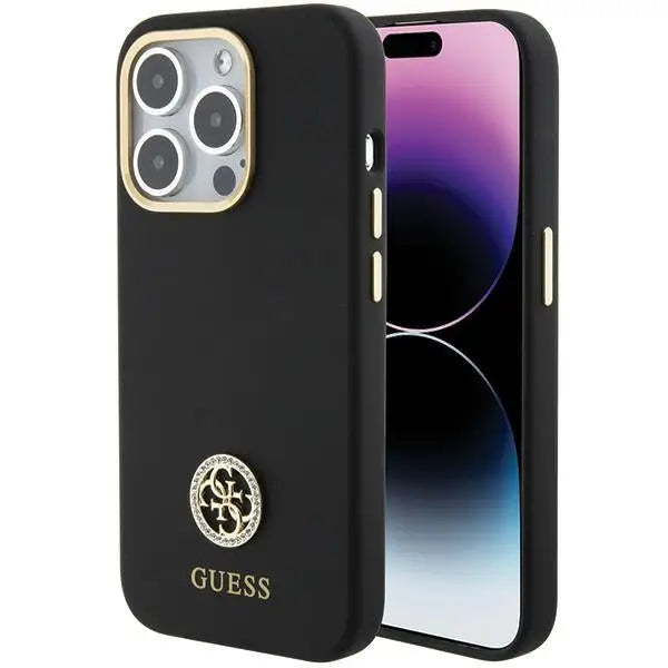 Guess Silicone Logo Strass 4G Case for iPhone 15 Pro - Black - Cell phone cases and covers<<<HurtelXML