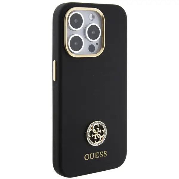 Guess Silicone Logo Strass 4G case for iPhone 15 Pro Max - black - Cell phone cases and covers<<<HurtelXML