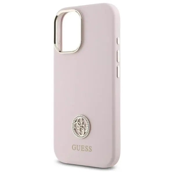 Guess Silicone Logo Strass 4G case for iPhone 16 - light pink - Cell phone cases and covers<<<HurtelXML