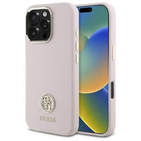 Guess Silicone Logo Strass 4G case for iPhone 16 Pro - light pink - Cell phone cases and covers<<<HurtelXML