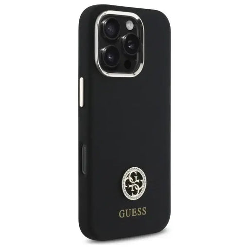 Guess Silicone Logo Strass 4G Case for iPhone 16 Pro Max - Black - Cell phone cases and covers<<<HurtelXML