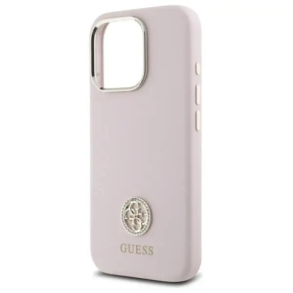 Guess Silicone Logo Strass 4G case for iPhone 16 Pro Max - light pink - Cell phone cases and covers<<<HurtelXML