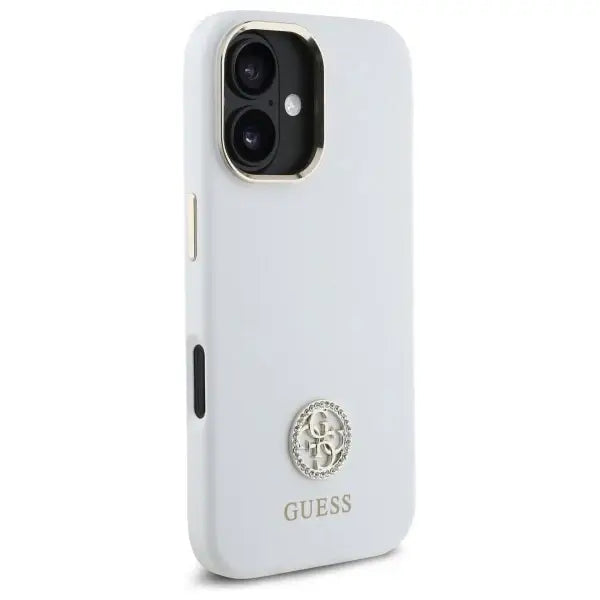 Guess Silicone Logo Strass 4G Case for iPhone 16 - White - Cell phone cases and covers<<<HurtelXML